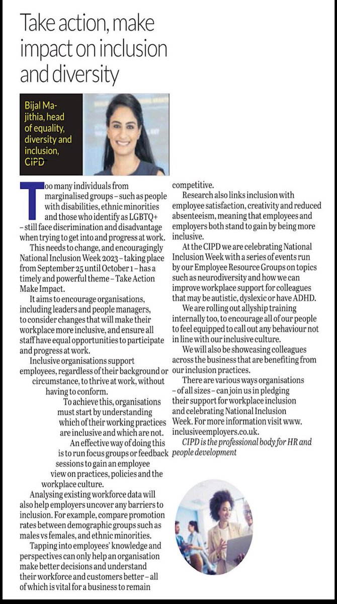 #NationalInclusionWeek | What is your organisation doing to positively impact #inclusion? Our Head of EDI offers some helpful advice in this @yorkshirepost column, starting with understanding which of your organisation's working practices are #inclusive and which are not. 👇