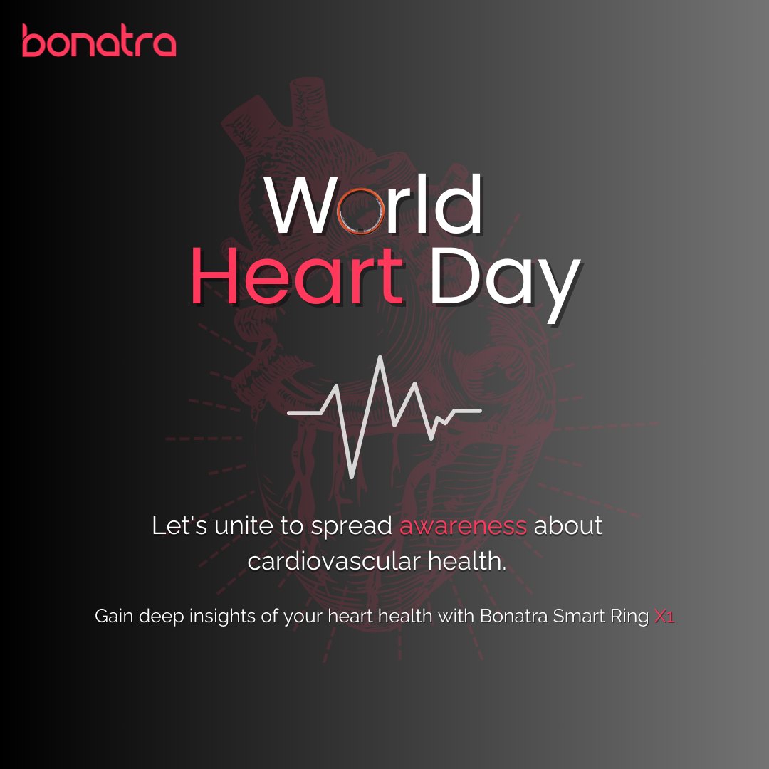 Happy World Heart Day! Today, let's unite to spread awareness about cardiovascular health, and strive for a world where every heartbeat is cherished.
Get deep insights of your heat health with Bonatra Smart Ring X1 #WorldHeartDay #WorldHeartDay2023 #HeartHealth #HealthyHeart