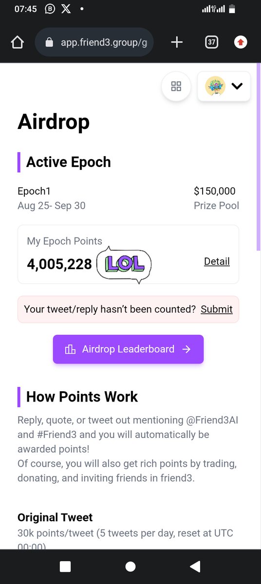 IBcoast's tweet photo. We are now close to Epoch 1 Ending 
Am ready with my plate once @Friend3AI  cook finish,
Let farm more points
  #friend3Al https://t.co/JE7oBtEixu