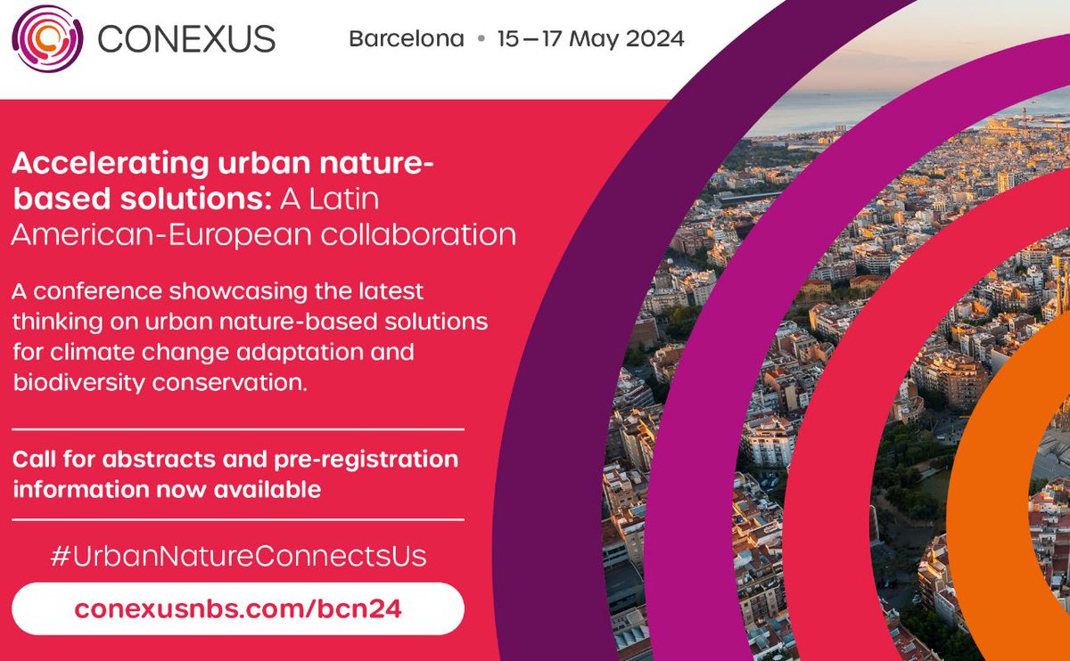 HortsConexusBCN's tweet photo. Get involved by submitting an abstract of up to 300 words before the 31 October deadline. Find out more and register at: https://t.co/TIxcLp8fnu 

Conferencia final en torno a las #NBS en BCN entre el 15-17 de Mayo del próximo año.
#UrbanNatureConnectsUs #NatureBasedSolutions https://t.co/renDjnaSia