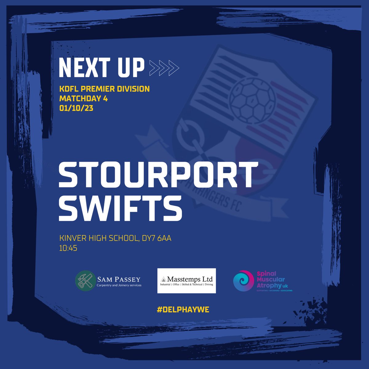 Delph Rangers FC (@delphrangersfc) on Twitter photo This weekend we host last seasons title winners <a href="/SSwiftwire/">Stourport Swiftwire</a> at Kinver High School🤙🏻 This weekend we host last seasons title winners <a href="/SSwiftwire/">Stourport Swiftwire</a> at Kinver High School🤙🏻
