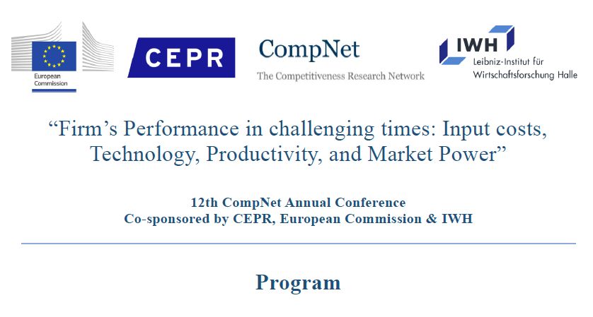 IWH_Halle's tweet photo. 12th @CompNet9 Annual Conference on “Firm’s Performance in challenging times: Input costs, #Technology, #Productivity, and #MarketPower”

📅 October 19-20th, 2023 in Brussels @EU_Commission
➡️ Programme: https://t.co/EVR37mWjsK
➡️ Registration: https://t.co/4asaThW6dP

@cepr_org https://t.co/tPCDCW4VEE