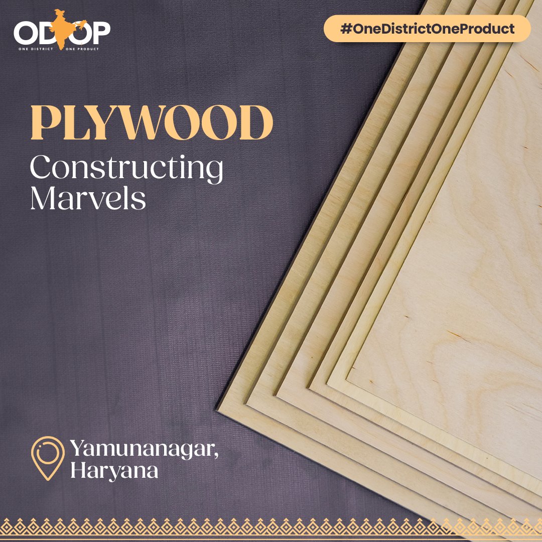 Sourced from the nearby Shivalik Hills, #Yamunanagar's high-quality plywood is used in construction, furniture, & other industries. 🪚🪑

Know more bit.ly/II_ODOP

#InvestInHaryana #InvestInIndia #ODOP #Haryana #OneDistrictOneProduct #FurnitureIndustry @makeinindia