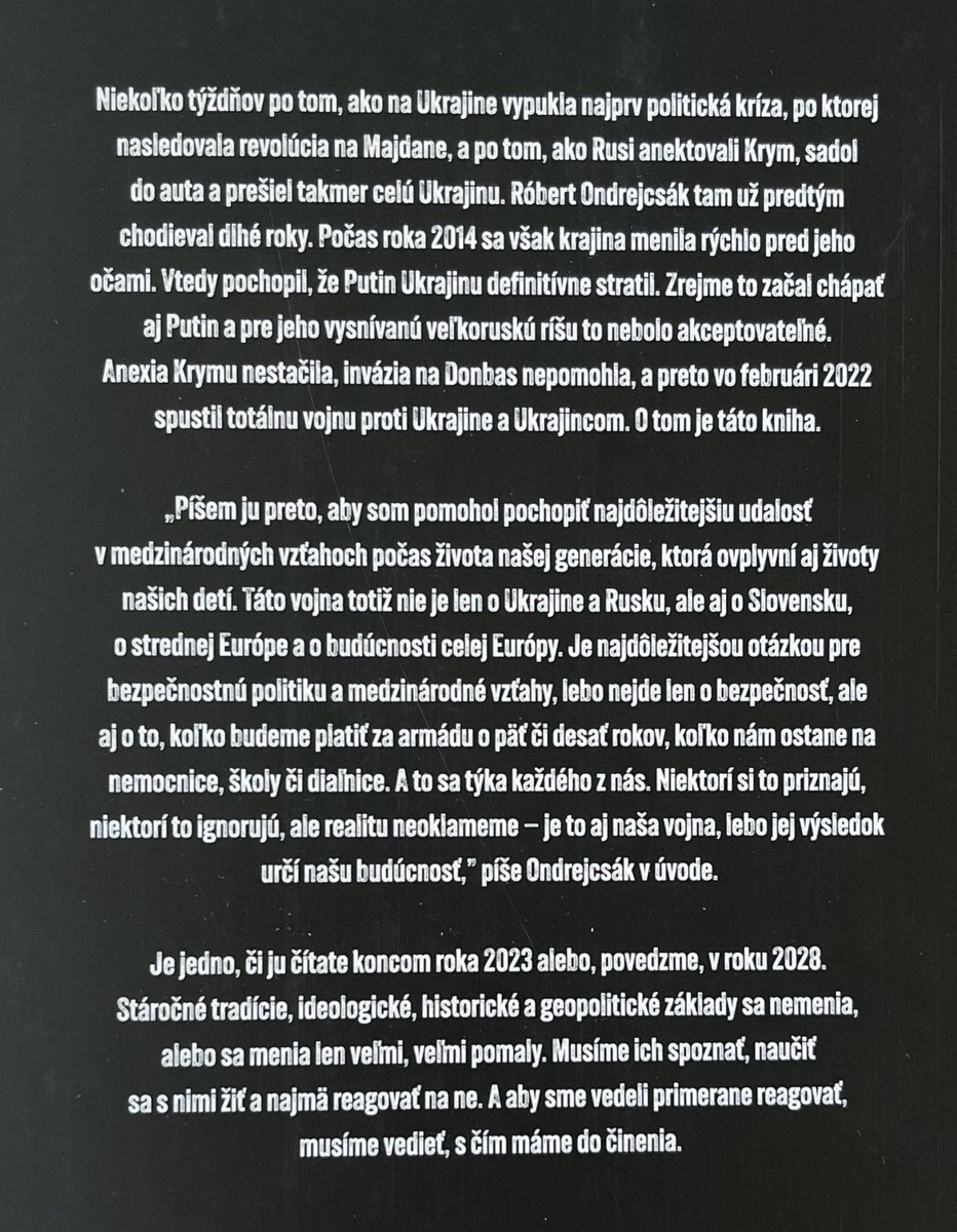 Blahoželám <a href="/Ondrejcsak/">Robert Ondrejcsak</a> k novej knihe. Pre každého kto chce vedieť prečo Putinova/ruská vojna proti Ukrajine nie je len o Ukrajine a Rusku, ale aj o Slovensku, o strednej Európe a o budúcnosti celej Európy. #SlavaUkraini