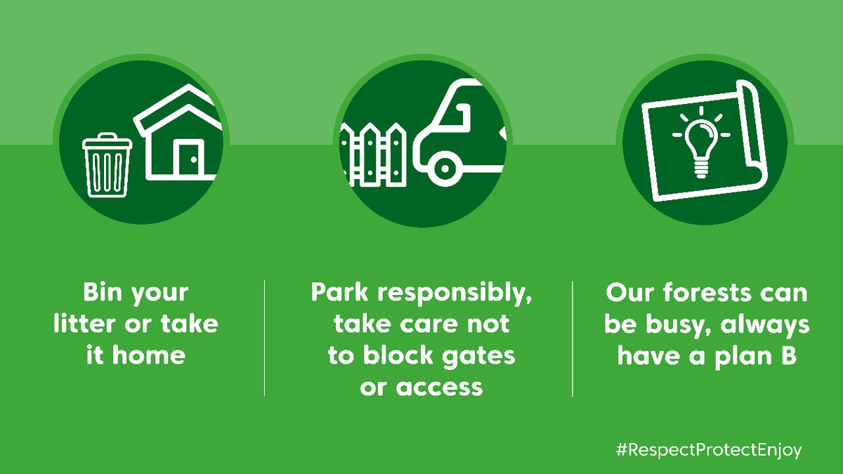 Heading to the forest this weekend? Please remember to: ➡️ bin your litter or take it home ➡️ park responsibly, not on verges or in front of gates ➡️ have a plan B if it looks busy #RespectProtectEnjoy