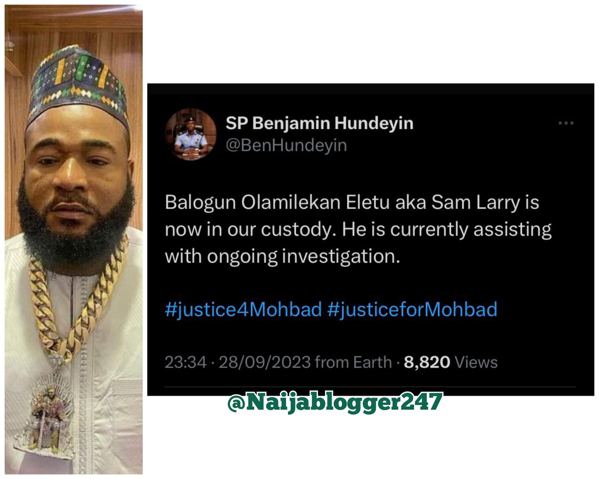 _cruisetv's tweet photo. Balogun Olamilekan Eletu aka Sam Larry is now in our custody.- BenHundeyin https://t.co/nH1pC8ElQ0