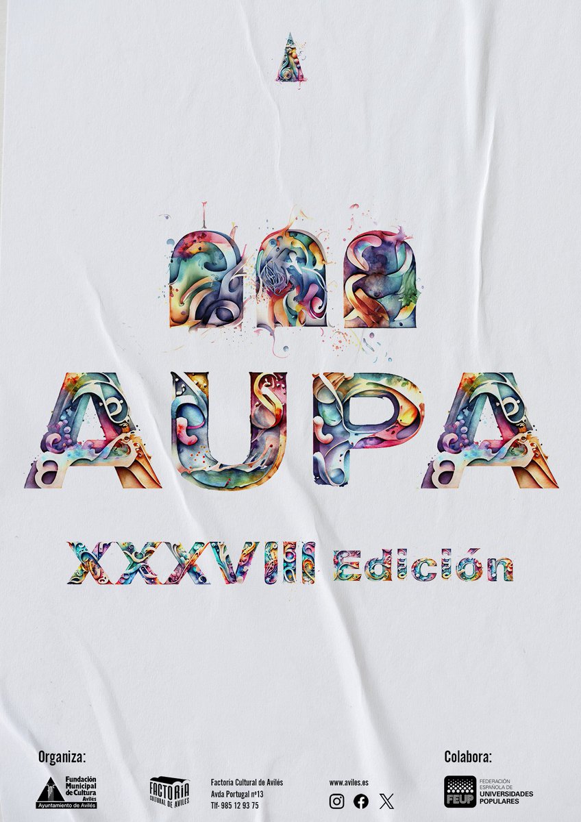Ya está disponible la programación de la XXXVIII edición de los cursos y talleres de AUPA. 

Puedes dercargar la programación en:
aupaviles.es/aupa38

Inicio de matrícula antiguos alumnos 2 de octubre
Inicio de matrícula nuevos alumnos 6 de octubre