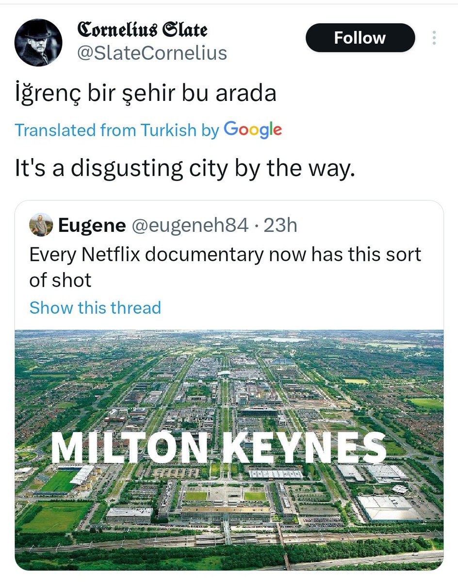 eugeneh84's tweet photo. This quote tweet made me laugh. A bloke in Turkey with a real hatred of Milton Keynes. https://t.co/sDXzUVbxAW