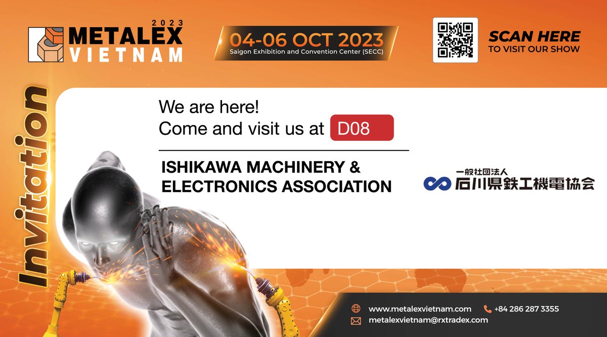 berghaimf's tweet photo. 来週の10/4～10/6の3日間、ベトナムで開催されるMETALEX VIETNAM 2023に出展してきます

今回は、石川県鉄工機電協会の先輩諸氏（澁谷工業さん、ホクショーさん、江沼チエン製作所さん、アサヒ装設さん、徳野製作所さん、アイデンさん、シシクアドクライスさん）との共同出展です

ベトナムの加工企業さんたちとお話できるのを楽しみにしています