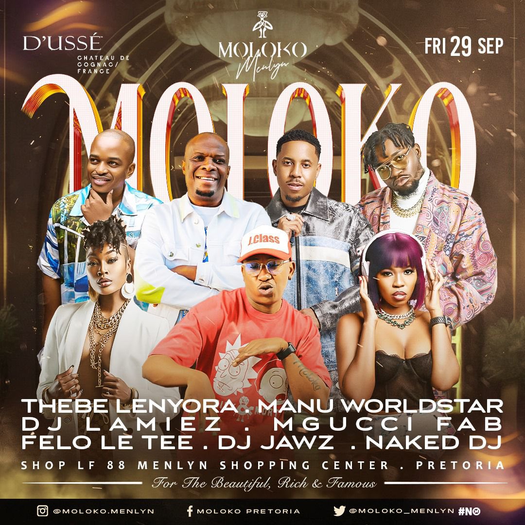 scheepere's tweet photo. @Moloko_Menlyn represents the best of the best tonight 🔥🔥🔥🔥

@FeloLeTee 
@DjLamiezChana 
@sbokhuzy 
@Djyeankeyz 

#moloko4ever #molokolovesyou #molokofridays https://t.co/GdGTfWOjlV