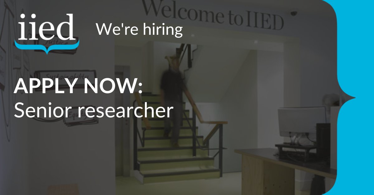 WE'RE HIRING: Senior researcher --&gt; jobs.iied.org/IIED/JobDescri…

This role will lead the delivery &amp; ongoing design of a portfolio of innovative policy research &amp; influencing on climate finance, particularly the provision of locally led #adaptation approaches. Apply by 12 October.