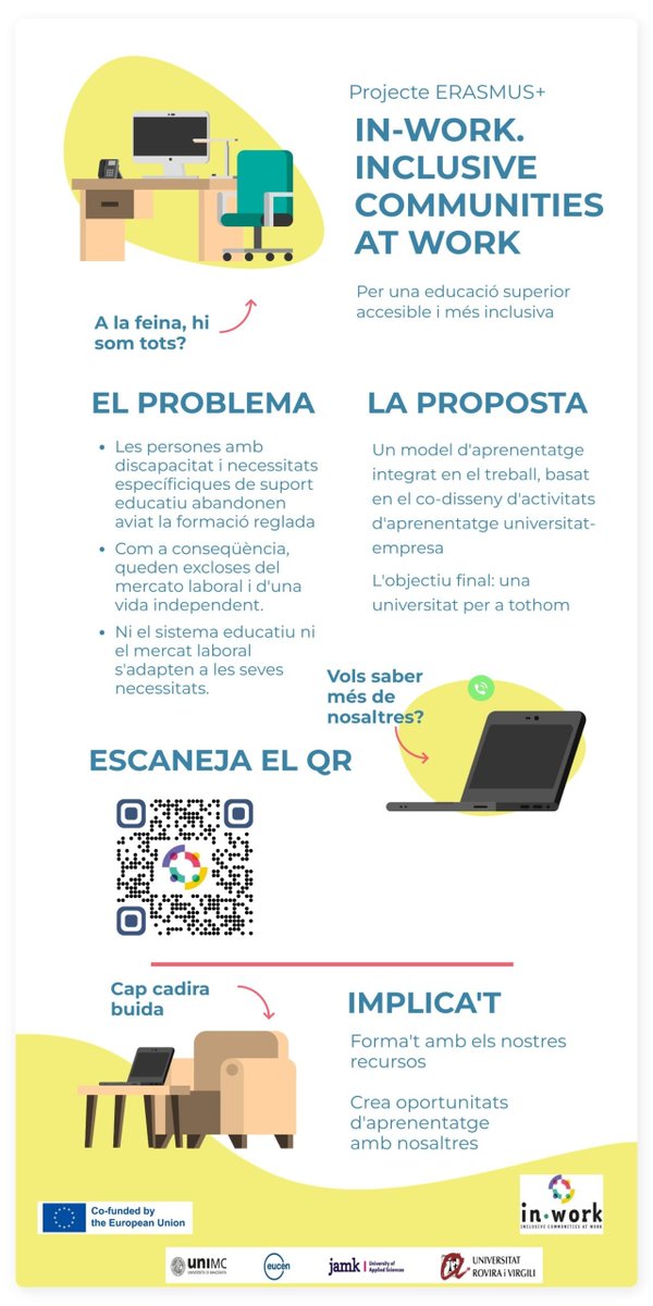inserlabURV's tweet photo. Donem a conèixer el Projecte #INWORK a través de la #NitEuropeaRecerca, unes jornades amb activitats simultànies a de 300 ciutats europees.
Fes clic a l'enllaç per veure el nostre pòster i suma't a la nostra comunitat!
➡️https://t.co/M778nlD9gB
#WIL #ErasmusPlus #Inclusió https://t.co/ZvNsqDnX6e