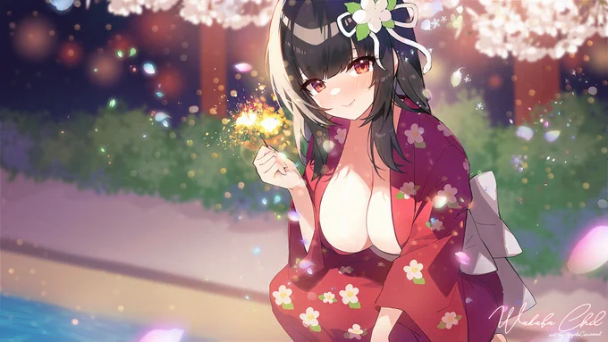 かわいいVtuber和花葉ちる ( )の夏祭りのイラストを描かせて頂きました。#和花葉ちる #ちるっとあーと 