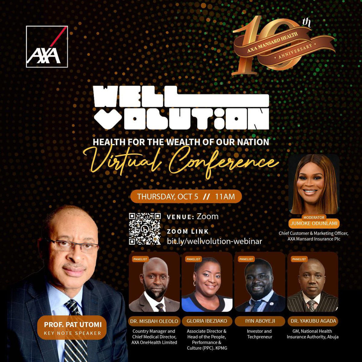 AXAMansard's tweet photo. Join us at the #WellVolution Virtual Conference on Thursday the 5th of October by 11AM.

Theme: Health for the Wealth of our Nation.

We are having amazing guest speakers and panelists at this conference. Join us via https://t.co/vefCPeQS6e.

#AXAMansardHealth #AXAMansard #Wellness #MoreWellnessforLess