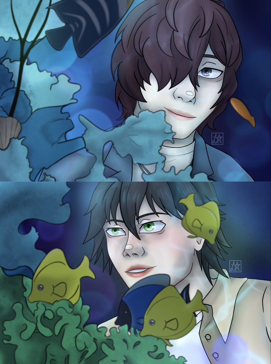 LauraEl_art's tweet photo. Ranpoe Aquarium Date, but with a Romeo + Juliet (1996) twist πͺΈπ«§
#bsd #bungostraydogs #edgarallanpoe #ranpoedogawa #ranpoe #bsdfanart #bsdranpoe #fanart #bsdart #bsdship #romeoandjuliet1996 #aquariumdate https://t.co/4i65ApGeCi