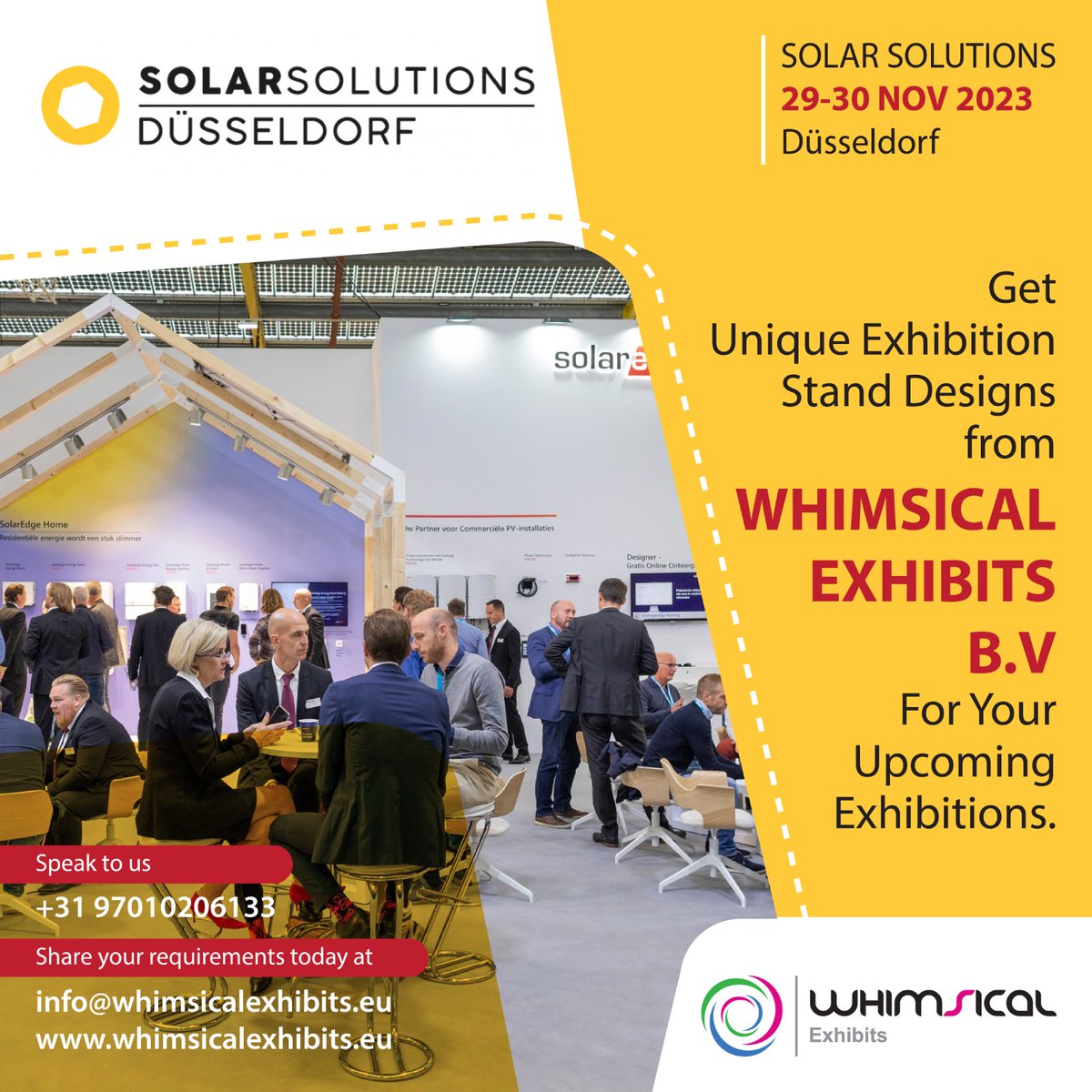 whimsicalexhib's tweet image. 📍Hire Whimsical Exhibits BV for your requirement for Solar Solutions Dusseldorf 2023.

📩Email us at info@whimsicalexhibits.eu
#exhibitionstandbuilder #standbuilder #standcontractor #exhibitionstanddesign #exhibitiondesign #exhibitionstall #solarsolutions #solar