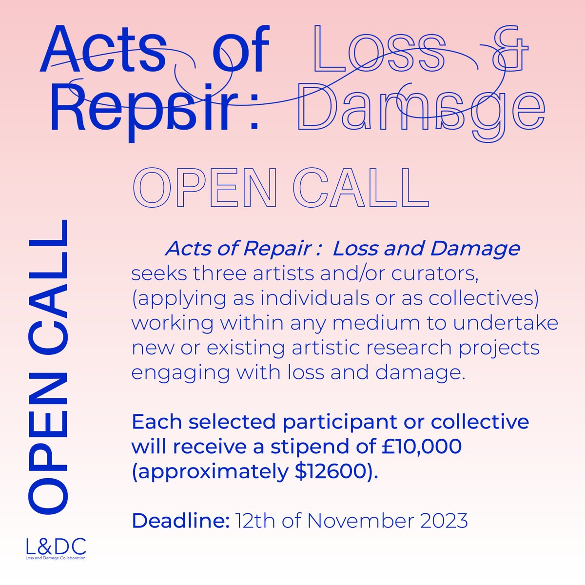 commonwealthorg's tweet image. Opportunity 🎨 

@LossandDamage is welcoming applications from artists and/or curators for their residency, 'Acts of Repair'.

The online residency encourages artistic projects engaging with Loss and Damage caused by the climate crisis.

Learn more:⤵️ 
bit.ly/48qNDod