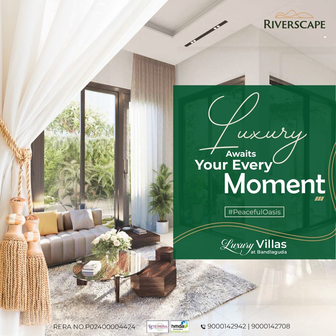 At RIVERSCAPE, Lunar Magic Awaits Your Every Moment ✨🌟
Experience the serenity of a #PeacefulOasis in the luxurious Villas at Bandlaguda.

For inquiries, call us at:
📞 9000142942 | 9000142708 ☎️
🏡 RERA NO. P02400004424 🏡
#LunarMagic #LuxuryLiving #DreamHome #TranquilLiving