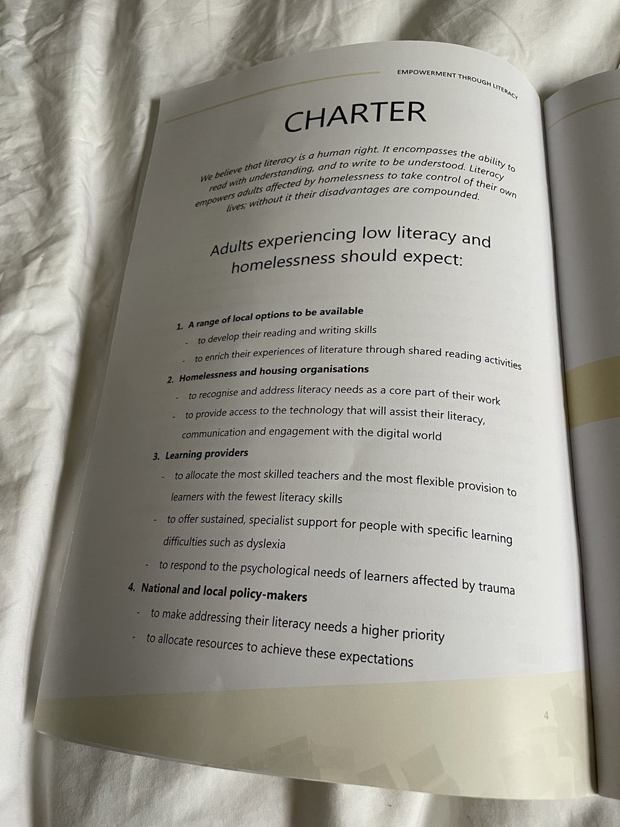 The @Literacy_100 #L100Charter report, is out today via our website! Specialist literacy learning for people experiencing homelessness &amp; low literacy helps end homelessness sustainably. Only by supporting underlying difficulties can we stop the revolving door of homelessness.