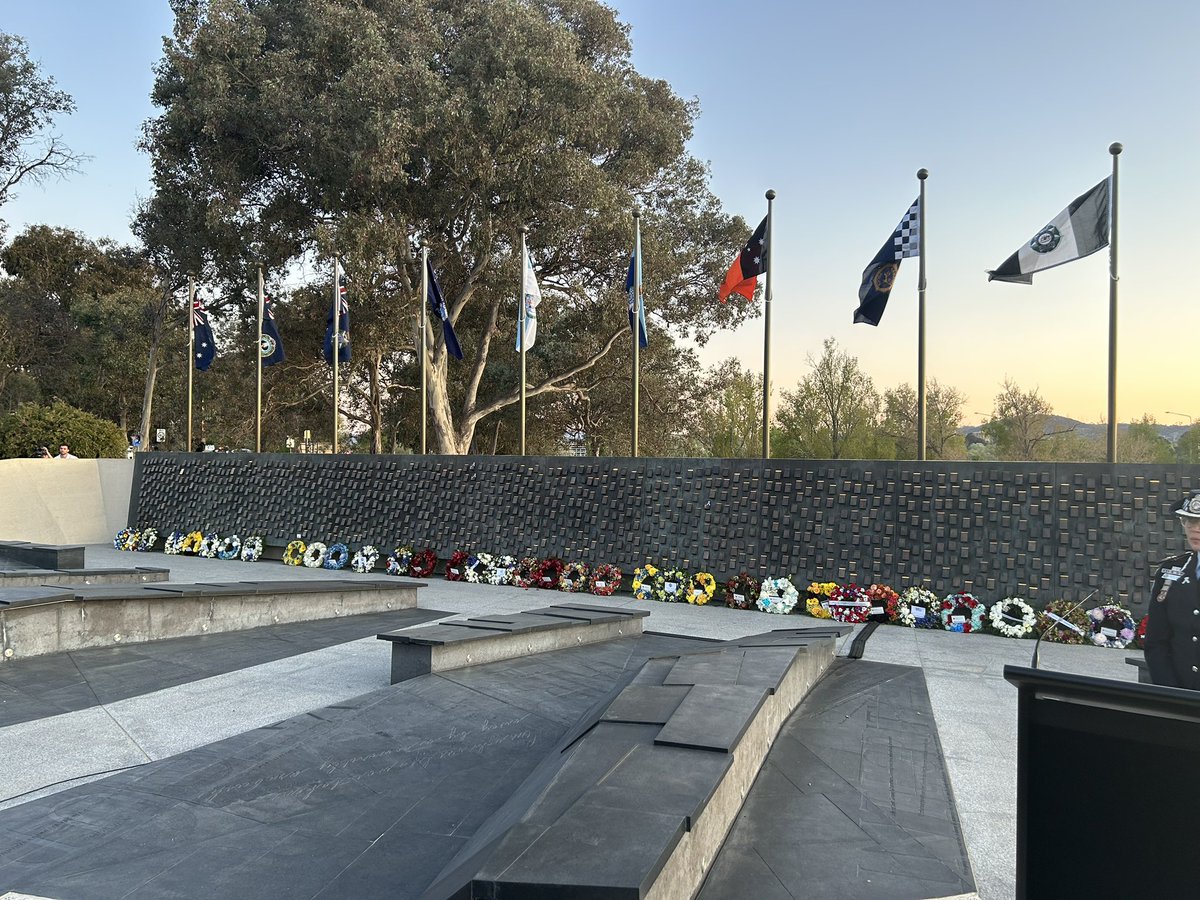National Police Remembrance day at the National Police Memorial. Constables Rachel McCrow  &amp; Matthew Arnold from Queensland.  Constable Anthony Woods from Western Australia . Their touchstones were added today. They make up 826 names who paid the ultimate sacrifice to protect us.