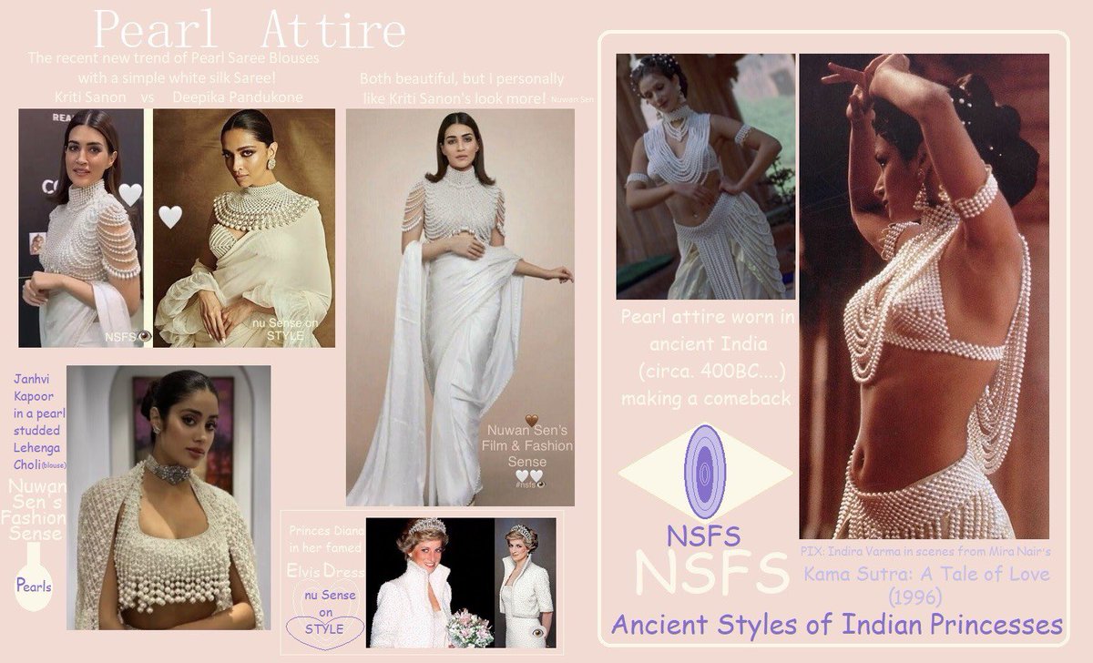 #FashionFRIDAY/#FridayFashion& #STYLE🤍A look@a recent #Bollywoodfashion trend(#nouveauRoaring20s)of #Pearl #SareeBlouses draped with a simple #white #SilkSaree&more;inspired by ancient #Indian #PearlAttire!#MiraNair!#DeepikaPadukone!#KritiSanon!#2020s🤍
#nuSenseonSTYLE💟
#NSFS👁️