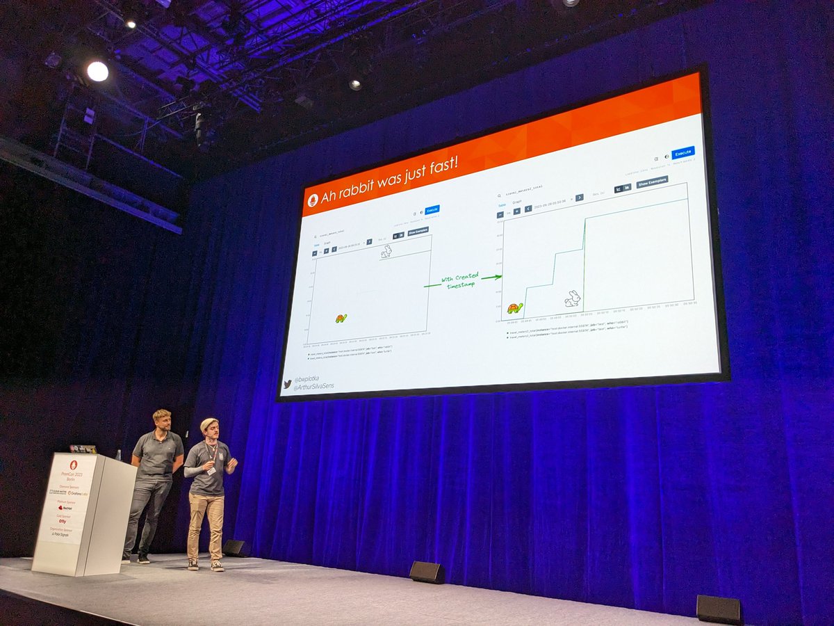 @bwplotka and @ArthurSilvaSens explaining (yesterday at #PromCon) an initial creation timestamp that @PrometheusIO can track about counter metrics so that you get more accurate rates, especially when a counter first springs into existence under a rate window.