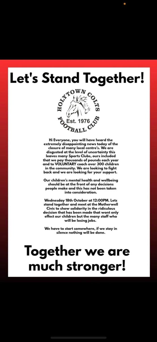 Posted on behalf of Holytown Colts.