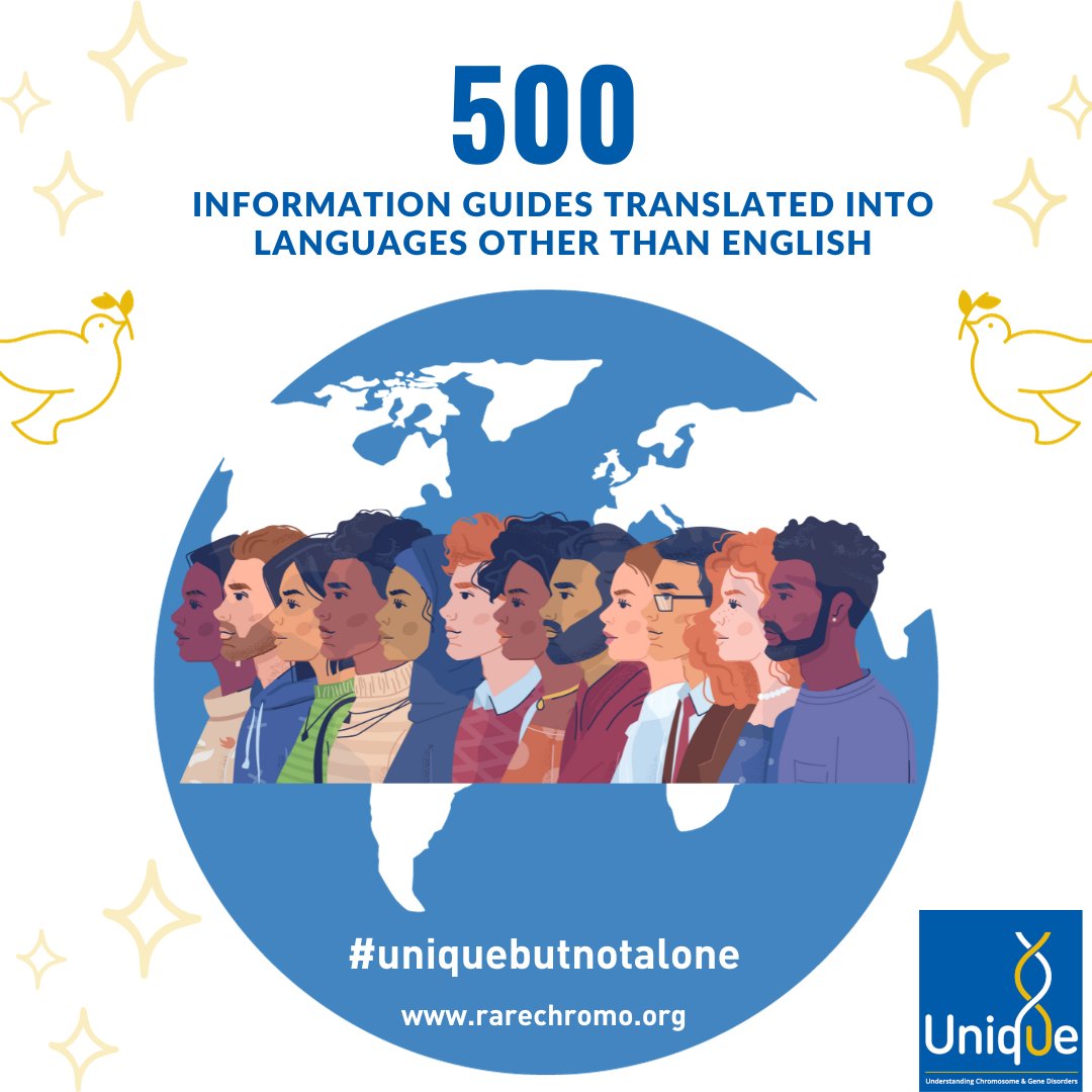 We want to ensure that anyone affected by a rare chromosome or gene disorder can access information &amp; support , regardless of their background. We're delighted to have reached the milestone of translating 500 of our information guides into languages other than English. 1/2....