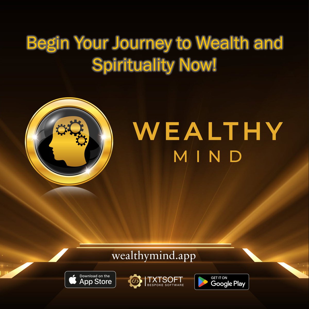 Begin Your Journey to Wealth and Spirituality Now! 📲✨ Get the iOS & Android versions on the App Store and Google Play. #WealthyMind #SpiritualAbundance #Transformation