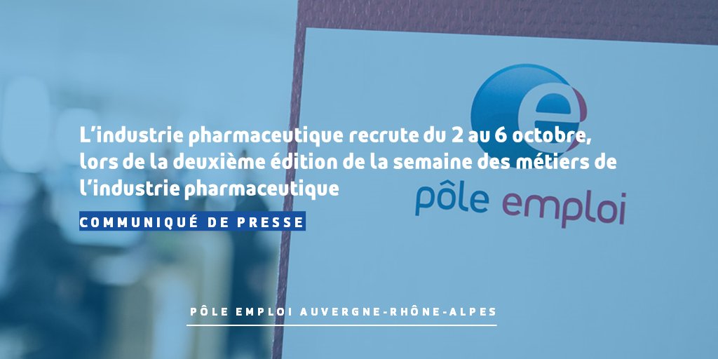 FTravail_ARA's tweet photo. 📅 Semaine des métiers de l’industrie #pharma du 2 au 6 octobre 📣

+ de 3⃣0⃣ événements organisés en #AuvergneRhôneAlpes #AvecPôleEmploi et ses partenaires pour présenter la filière et ses opportunités

📰 Communiqué de #presse ➡️ https://t.co/gZpqxPrhKz

#TousMobilisés https://t.co/659L5F61Xx