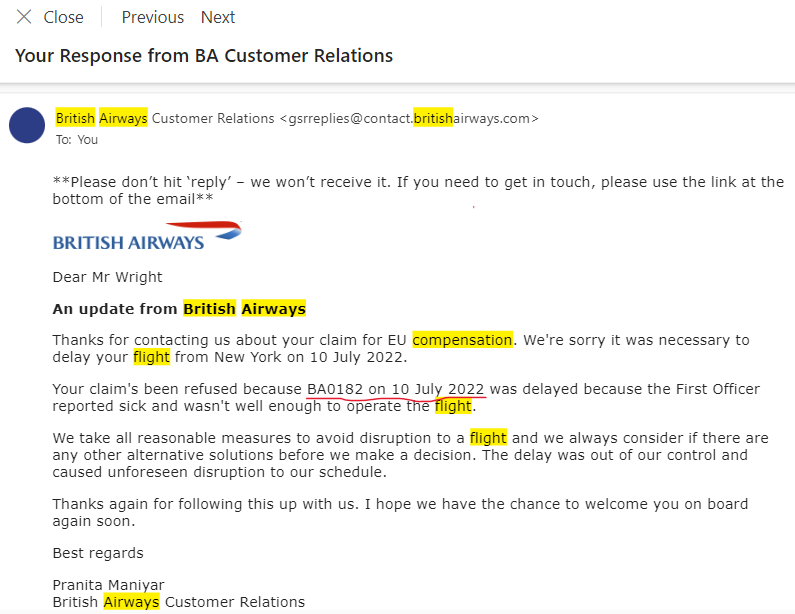 FergusWright's tweet photo. 🚨 Please explain this @British_Airways! 

12-hour delay, missed a whole day's work... Partner gets over £700 full compensation, yet I've recieved nothing and am "ineligible" for a refund on the SAME flight 🤯

This has been going on since July 2022! @UK_CAA any thoughts? https://t.co/OFwgttjpGE