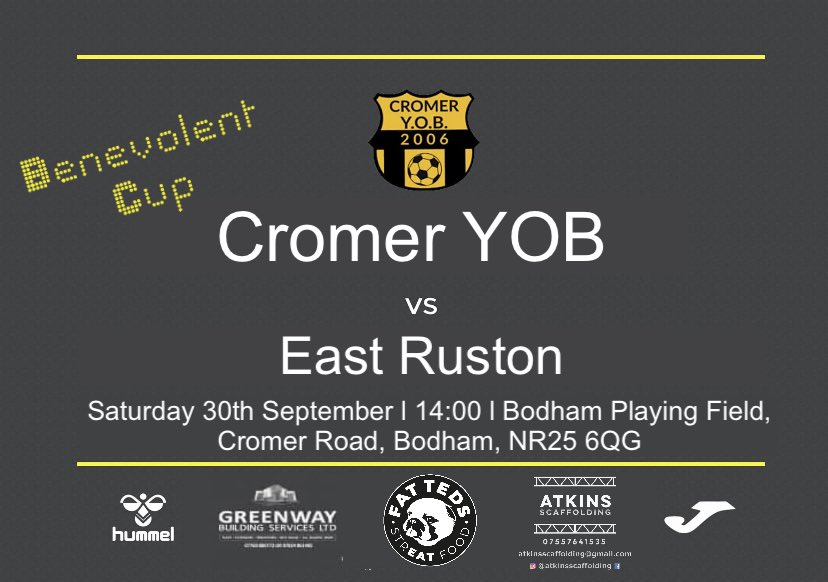 YobFc's tweet image. THIS WEEKEND |

Another home game for us, but this time it’s round 1 Benevolent Cup action 🏆 
It’s been a while since we’ve played East Ruston, but the fixtures have always been close games. 

All support appreciated 💪🏽

YOB 🟡⚫