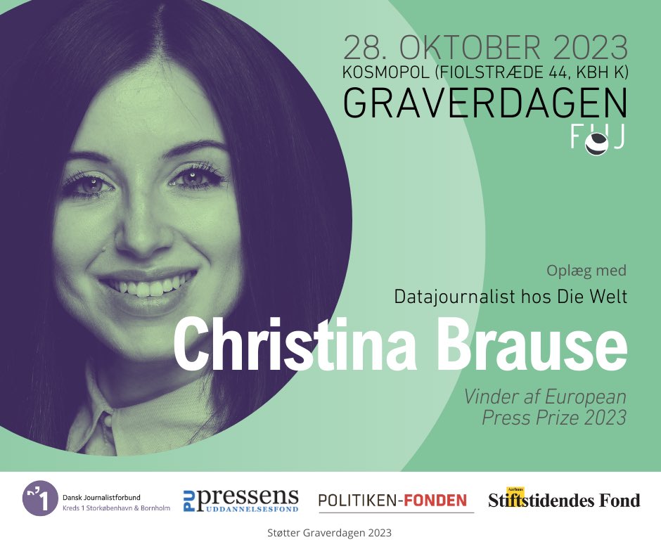 FUJ_DK's tweet photo. FUJ PRÆSENTERER

Det første hovednavn er prisvindende datajournalist Christina Brause. Lær de mest effektive værktøjer til datasæt og visualisering i hendes oplæg og workshop, og kom bag om afsløringer af et nynazistisk terrornetværk. Tilmeld dig her: https://t.co/OmGaxglJKs https://t.co/UhNdPHRUPZ