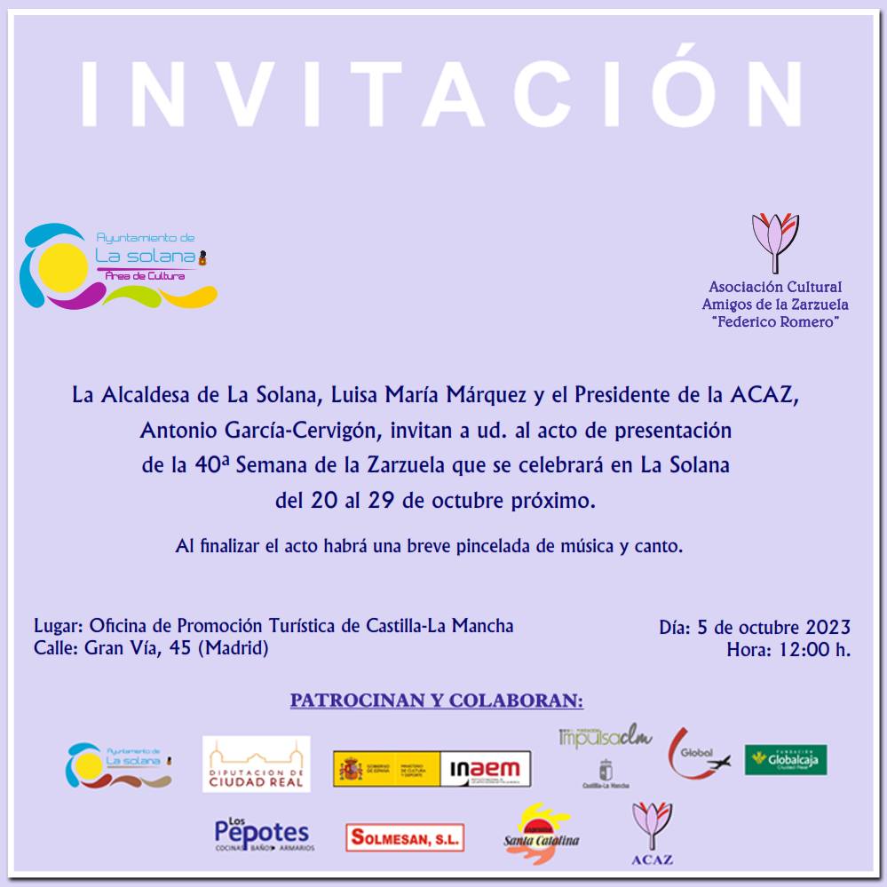 GabinMultimedia's tweet photo. 🗣️🎶 La #40SemanadelaZarzuela de #LaSolana se presenta en #Madrid el próximo 5 de octubre en la oficina de @turismoclm en Gran Vía
@DiputacionCR @INAEM_Cultura #ACAZ @SomosGlobalcaja https://t.co/KkkJnV5n0s