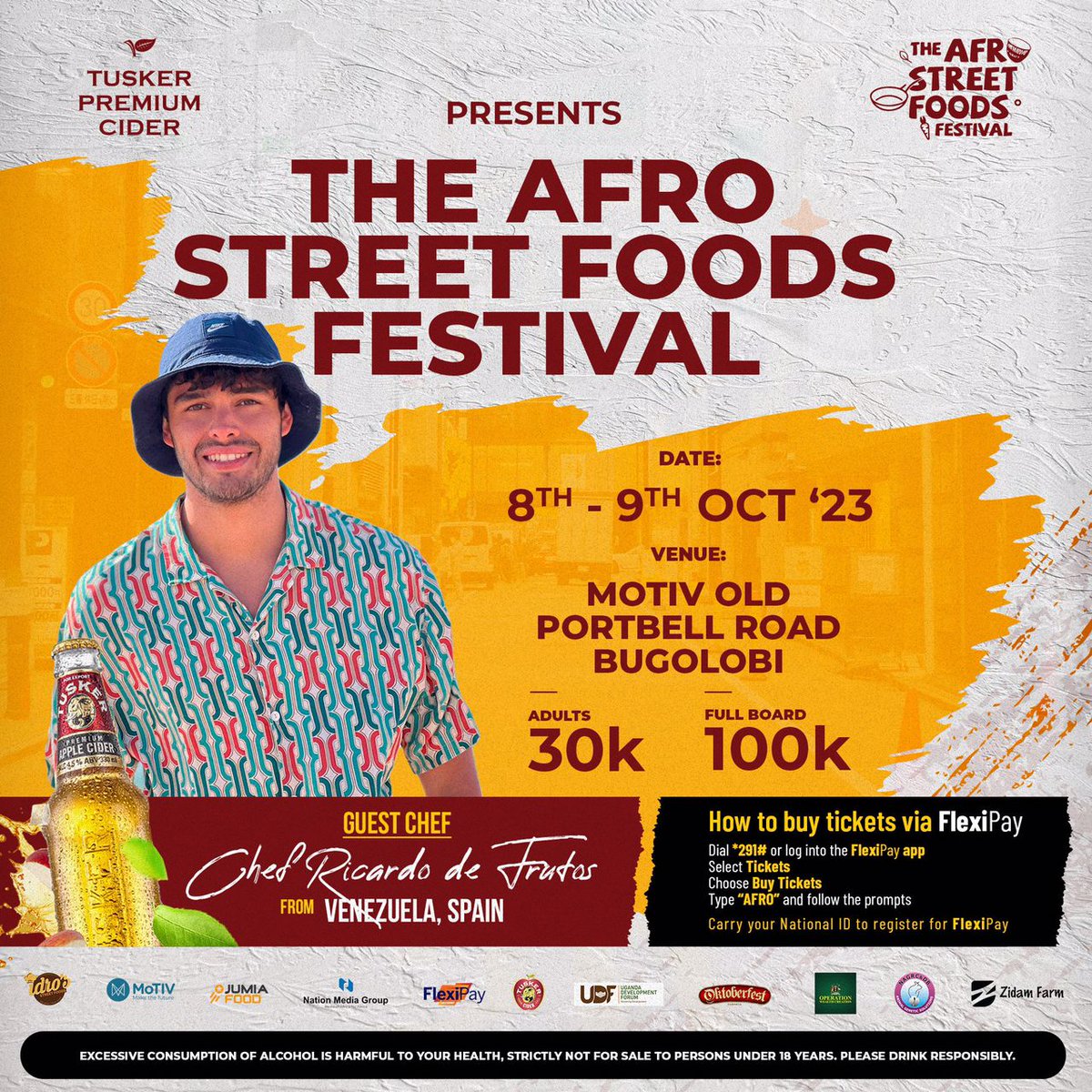 Today at 5pm, the journey to the #AfroStreetFoodFestival leads us to the Jumia Ntinda Offices for an exciting @IdrosStreetFood's #PopUpKitchen event. 

Entry is free plus loads of entertainment and enjoyment! 🥘🍻🎉

Powered by @tuskerciderug