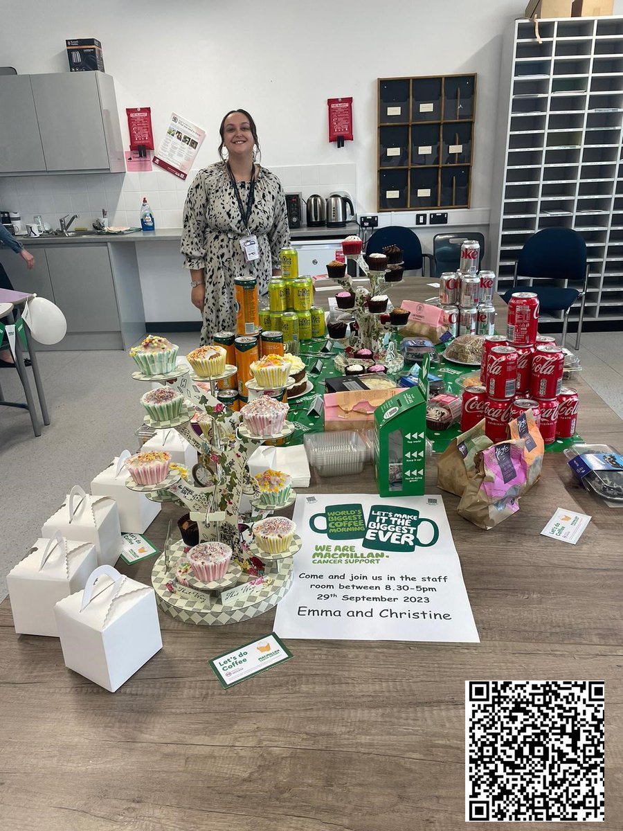 Eden Park High School get involved in the World's Biggest Coffee Morning ☕️.  Scan QR code to donate #MacmillanCoffeeMorning