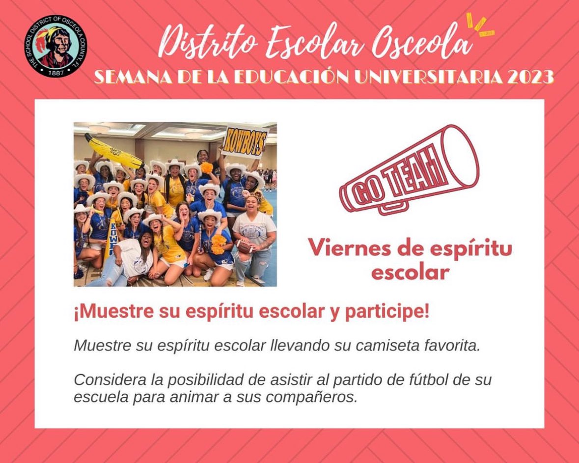 Tenemos espíritu escolar, ¡sí lo tenemos! Tenemos espíritu escolar, ¿y tú?

#SDOC4E #CollegeWeek23 #SDOCGoodtoGreat #voteanthonycook