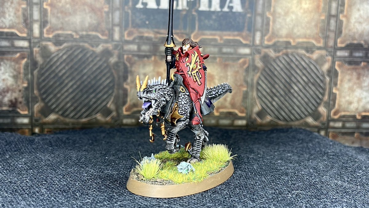 wyrmrunner's tweet photo. @TheBrushSmith The best elf is a malevolent elf on a velociraptor #WarhammerCommunity #warhammer https://t.co/M4hex7oFPD