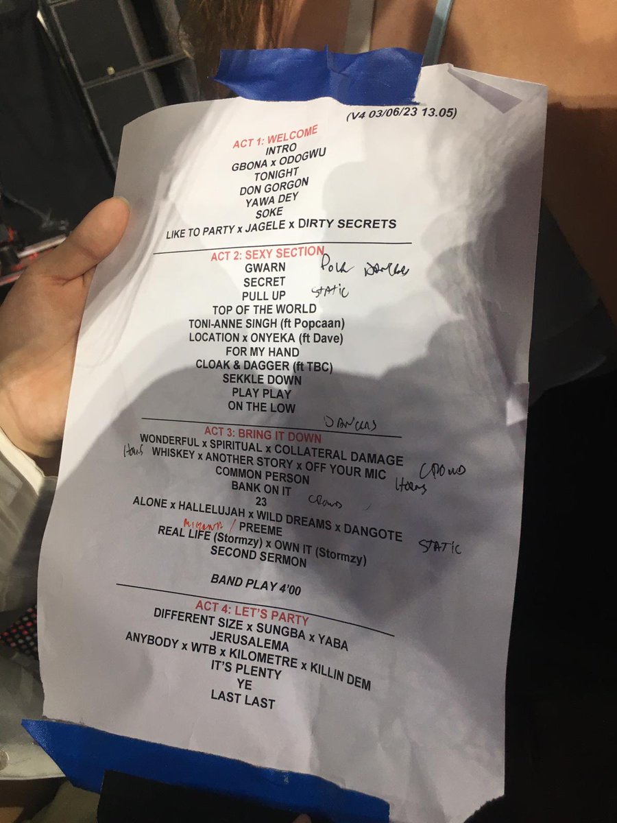 Burna Boy's set list at the London stadium months ago