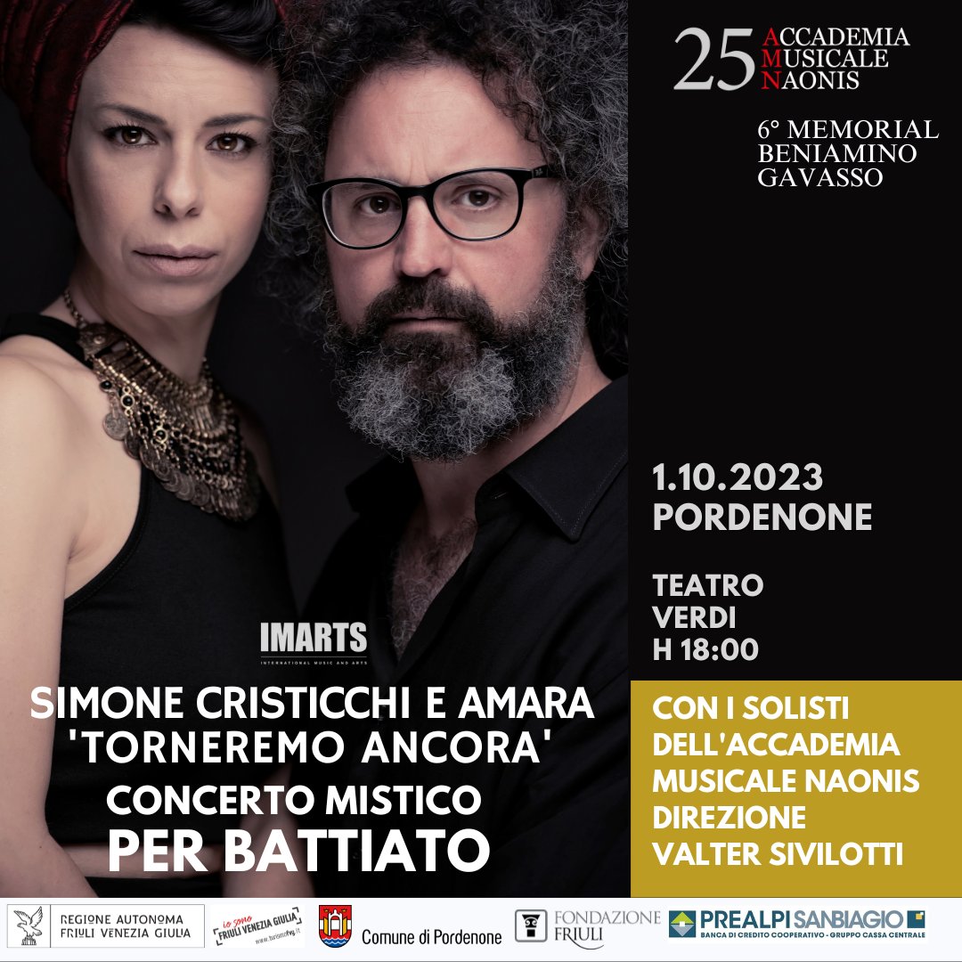 'Torneremo ancora. Concerto mistico per Battiato' Ultimi biglietti, per domenica 1 ottobre al Teatro Verdi Pordenone h.18:00 @Vivaticket bit.ly/3QWx7pJ