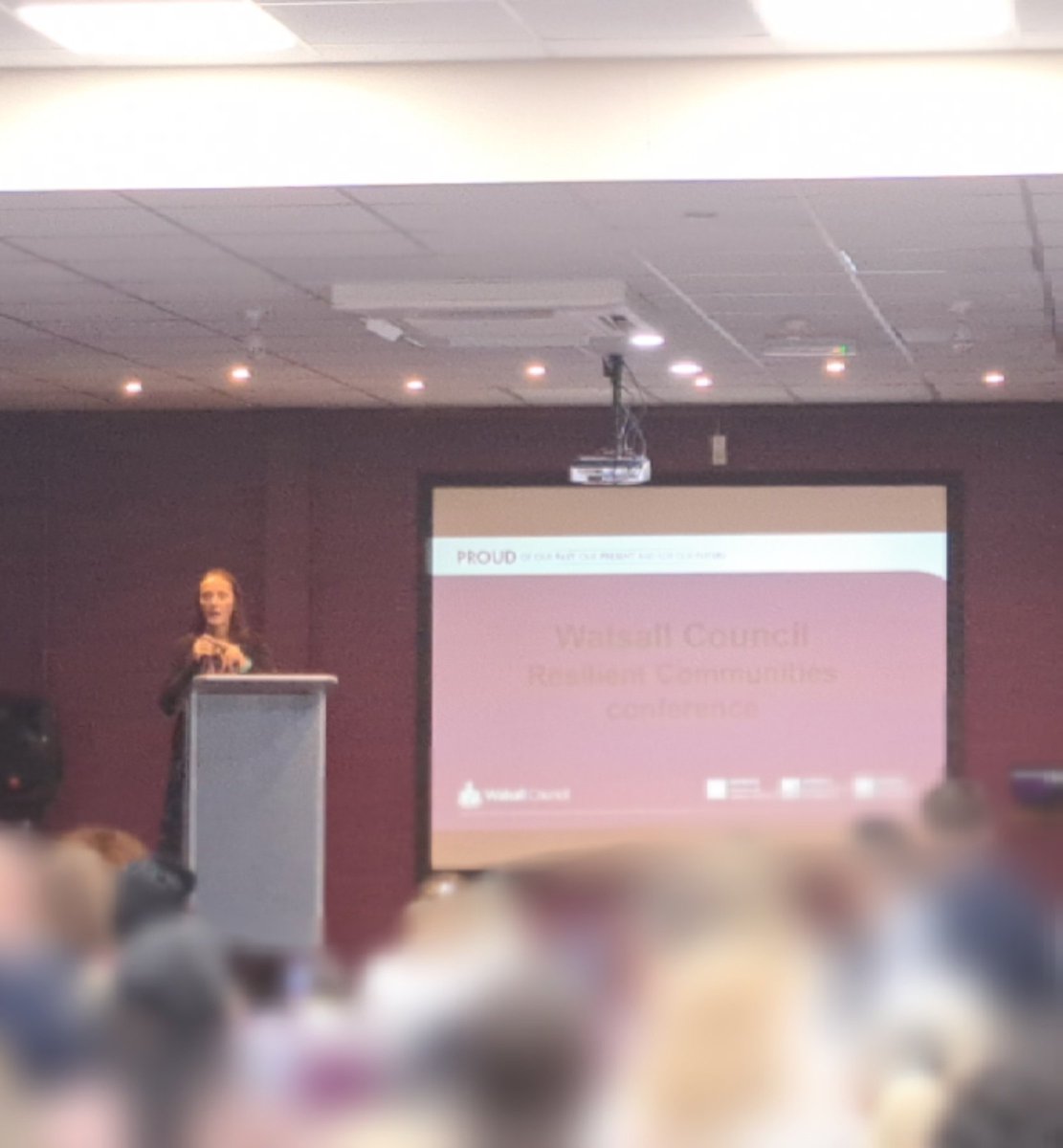 The Resilient Communities conference begins with an introduction from Voluntary and Community Sector Lead for Walsall Council #WalsallForAll #Cohesion #Community
