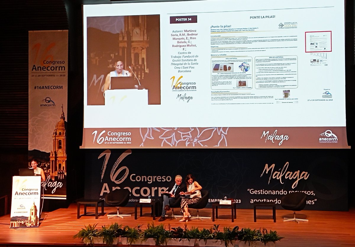 jordidue's tweet image. La Rosa Martínez i Eva Bedmar de #compres amb companyes d'@InfermeriaSPau presenten un interessant aportació en RRMM en el pòster defensat "pónte las pilas"