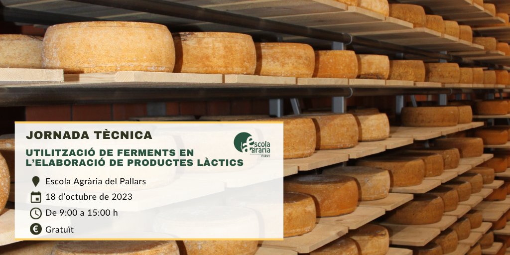 🥛🧀Ep! Des de l'#EAPallars oferim una nova jornada tècnica #PATT2023: 'Utilització de #ferments en l'elaboració de productes làctics'!

Parlarem sobre la microbiologia de la llet, i la seva coagulació i fermentació.

✍Inscriu-te!⁣        ruralcat.gencat.cat/c/document_lib…