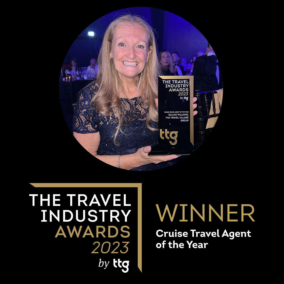 CELEBRATING ONE OF OUR VERY OWN! 🎉🚢🏆🌍

Last night, the Travel Industry Awards 2023 by TTG, took place at Magazine London.

And we are so PROUD to announce that our very own cruise expert, Gillian Williams, took home the award for CRUISE TRAVEL AGENT OF THE YEAR! 🥂🚢💙
