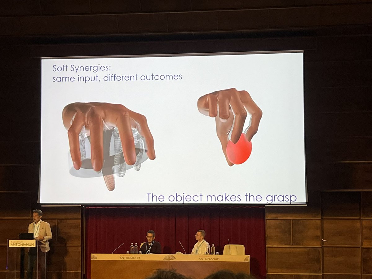 Great to hear <a href="/AntonioBicchi/">Antonio Bicchi</a>  talk about his pioneering work on the development of soft hands and it’s myriad applications ranging from marine archeology to neurorehabilitation. #PMC2023 <a href="/ismotorcontrol/">ISMC</a>