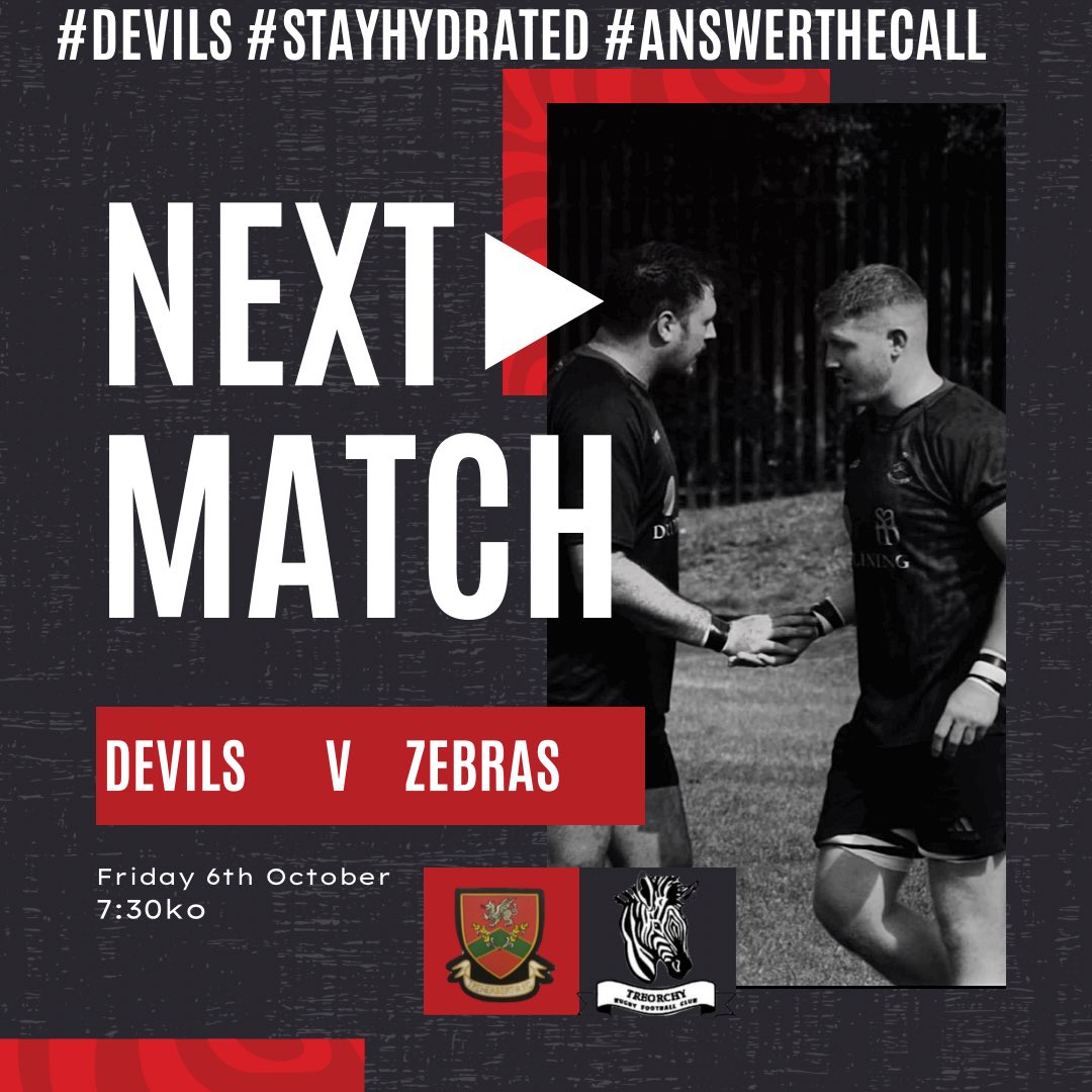 DevilsRfc's tweet photo. With no league game for 3 weeks, we invite @TreorchyZebras for a short trip up to the cage under the lights #StayHydrated 👹 https://t.co/YDa5l1c8na
