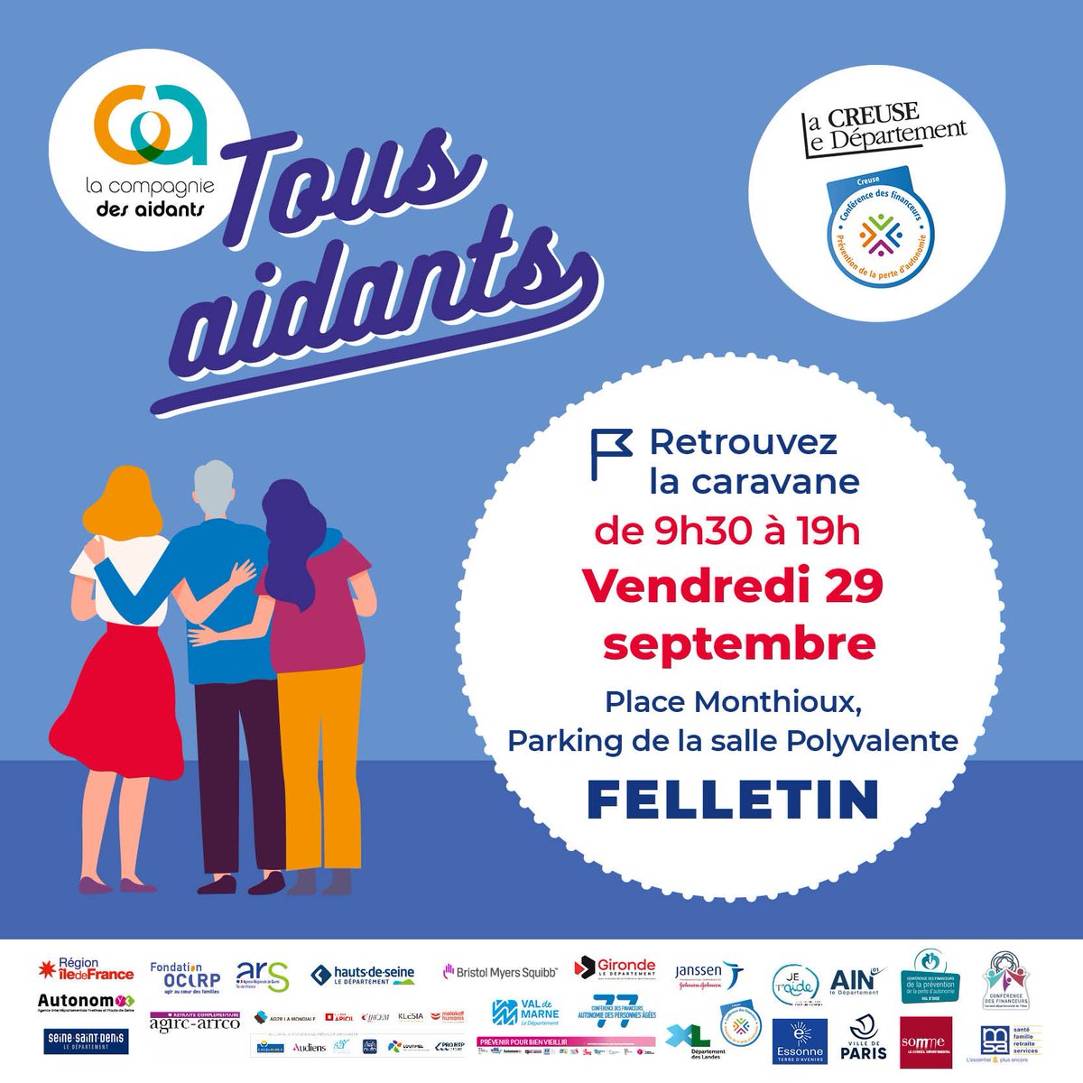 [LA CARAVANE TOUS AIDANTS] 📍Retrouvez-nous de 9h à 18h à Felletin sur la Place Monthioux.⠀

👏Merci à notre partenaire : @departement_23