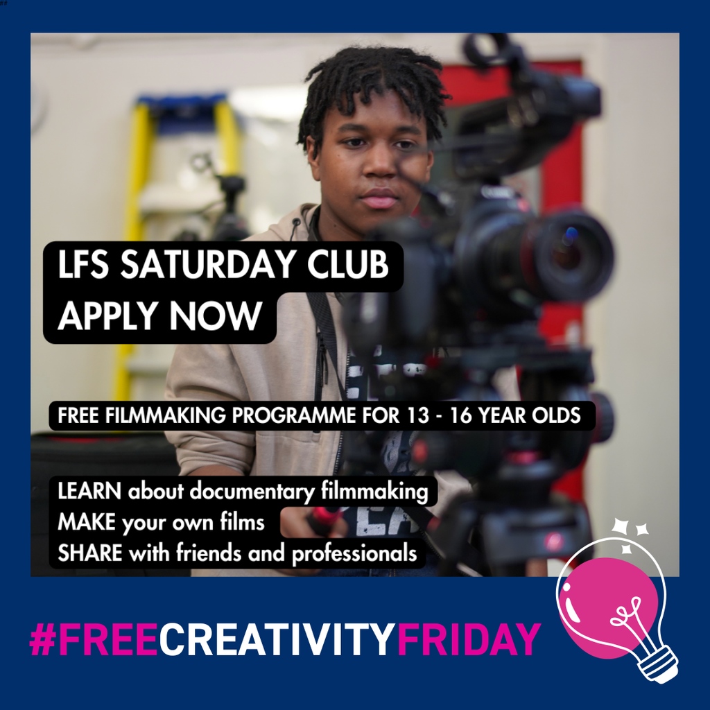 Ideas Foundation (@ideasfoundation) on Twitter photo 🎥FREE Saturday Film Club, aimed at 13-16 year olds, to be held at <a href="/lfsorguk/">London Film School</a> in Covent Garden.
🗓️Application deadline 9 October.
More details: lfs.org.uk/outreach/satur…
#ideasfoundation
#NewCreativeClass
#londonfilmschool
#freecreativityfriday 🎥FREE Saturday Film Club, aimed at 13-16 year olds, to be held at <a href="/lfsorguk/">London Film School</a> in Covent Garden.
🗓️Application deadline 9 October.
More details: lfs.org.uk/outreach/satur…
#ideasfoundation
#NewCreativeClass
#londonfilmschool
#freecreativityfriday