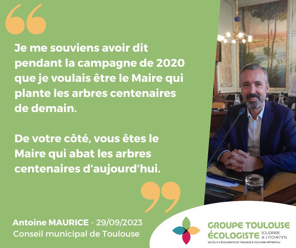 Sur le #climat, l'action de M.#Moudenc est peu convaincante : ses ombrières permettent de réduire l'ilot de chaleur de -0,5°C quand la végétation permet de gagner jusqu'à -3°C. Or, M. Moudenc a déjà fait couper plus de 1.500 arbres &amp; soutient la construction de nouvelles routes🙄