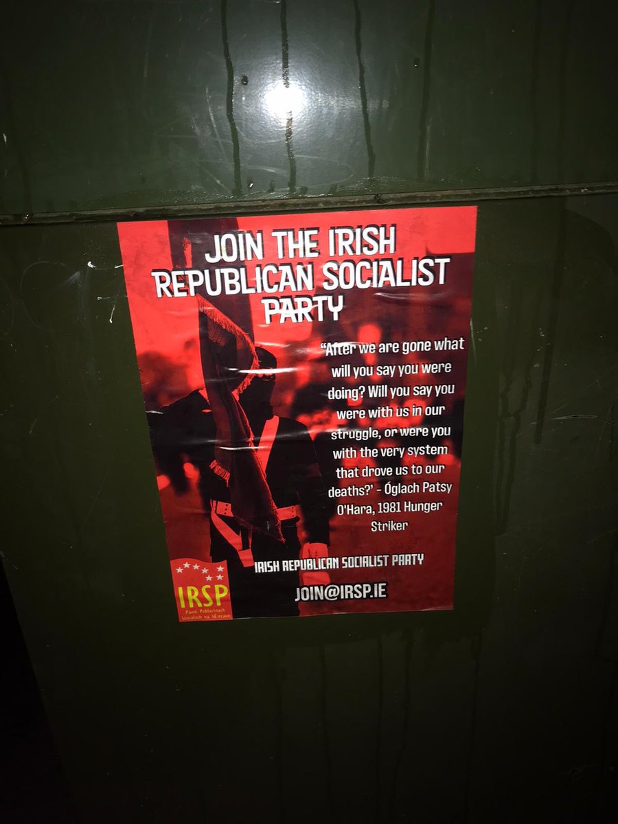 IRSPLouth's tweet photo. Activists from the Irish Republican Socialist Party were active in Drogheda last night placing recruitment posters around Donacarney Square and other local estates in the area. 

If you’re interested in helping establish a Socialist Republic DM any of our pages for more details. https://t.co/pW7VXC6qfa